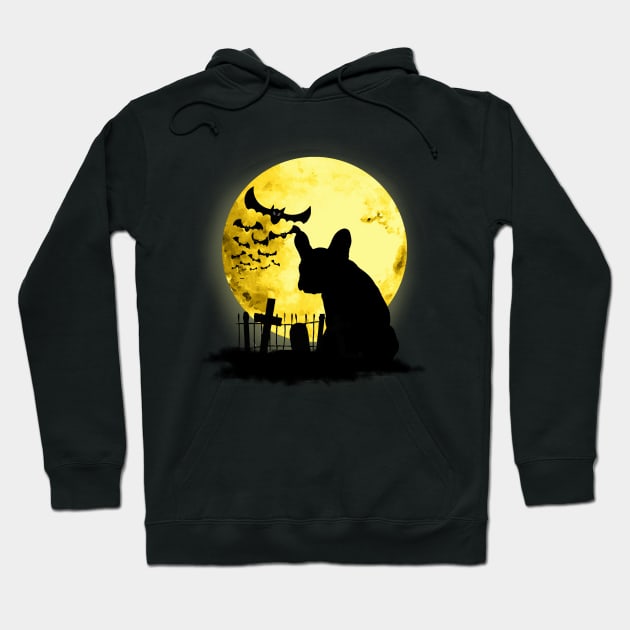 French bulldog frenchie and bats with moonlight Hoodie by Collagedream